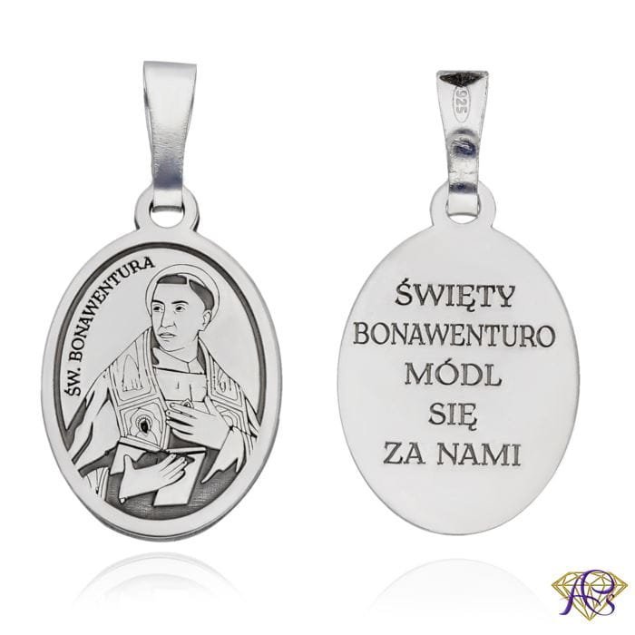Srebrny medalik Ag 925 rodowany Św. Bonawentura MDC105R