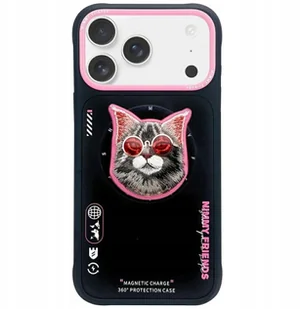 Etui Nimmy Glasses Cool Cat MagSafe do iPhone 17 Pro czarno różowy - Etui i futerały do telefonów - miniaturka - grafika 1