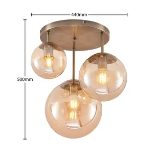 Lindby Teeja lampa sufitowa, 3 kule, bursztyn - Lampy sufitowe - miniaturka - grafika 4