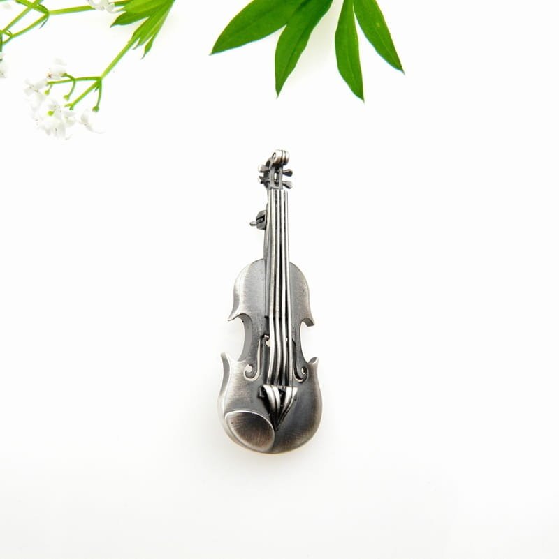 Broszka srebrna - Skrzypce duże