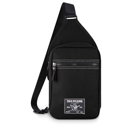 True Religion Męska torba crossbody – codzienna torba na ramię dla mężczyzn, mała podróżna męska torba crossbody, Czarny, One Size, crossbody