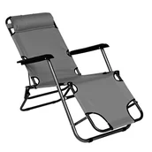 Leżaki ogrodowe - Leżak ogrodowy Lazare grafitowy składany Ote - miniaturka - grafika 1