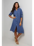 Sukienki - Le Monde du Lin Lniana sukienka w kolorze niebieskim - miniaturka - grafika 1