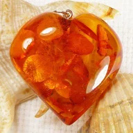 Wisiorki - 650-71 Serduszko Wisiorek Srebro 925 Bursztyn - miniaturka - grafika 1