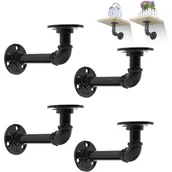 Zawiasy, okucia i inne akcesoria - Zestaw 4 czarnych, żelaznych wsporników półkowych – montowanych na ścianie, 14 cm - miniaturka - grafika 1