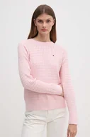 Swetry damskie - Tommy Hilfiger sweter bawełniany kolor różowy lekki - miniaturka - grafika 1