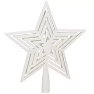 Ozdoby bożonarodzeniowe - Szpic na choinkę 23 cm czubek ażurowa gwiazda biała z brokatem - miniaturka - grafika 1