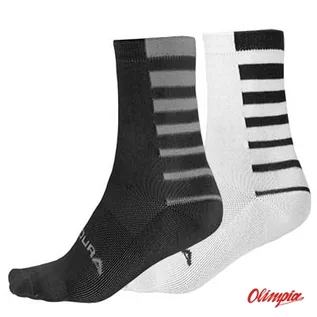 Skarpetki kolarskie - Skarpety Endura Coolmax Stripe Socks Black (2 pary) - grafika 1