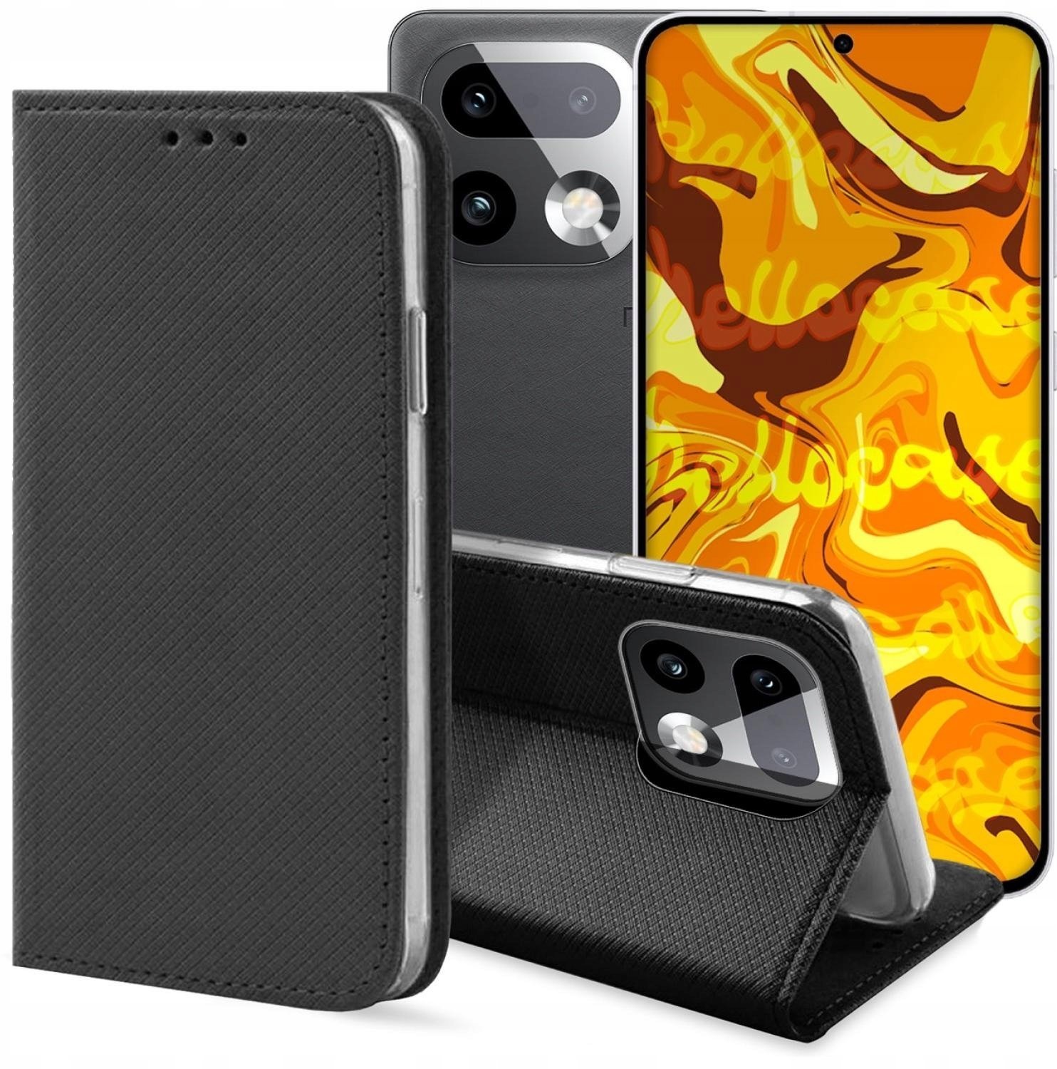 Hello Case Etui z Klapką Do Realme 16 Pro 5G Czarne, Zamykane, Magnetyczne, Kabura