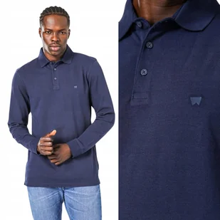 Wrangler REFINED POLO Navy REGULAR GRANATOWE POLO POLÓWKA DŁUGI RĘKAW M - Koszulki męskie - miniaturka - grafika 1