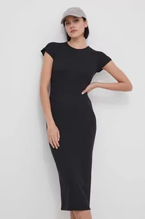 Sukienki - Calvin Klein sukienka kolor czarny midi dopasowana - grafika 1