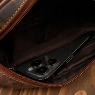 Nerki - Paolo Peruzzi Saszetka męska brązowa skórzana do ręki vintage T-130-HBR - miniaturka - grafika 1