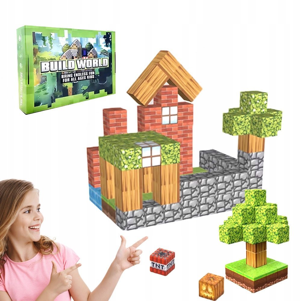 MAGNETYCZNY ZESTAW KLOCKÓW w stylu MINECRAFT 100 SZT - Dzień Dziecka!