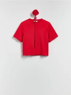 Reserved - T-shirt z różą - czerwony - Koszulki i topy damskie - miniaturka - grafika 1