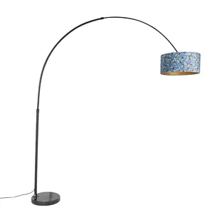QAZQA Lampa podłogowa łuk czarna klosz welurowy motyle 50cm - XXL - Lampy stojące - miniaturka - grafika 1