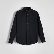 Koszule męskie - Reserved - Gladka koszula regular fit - Czarny - miniaturka - grafika 1