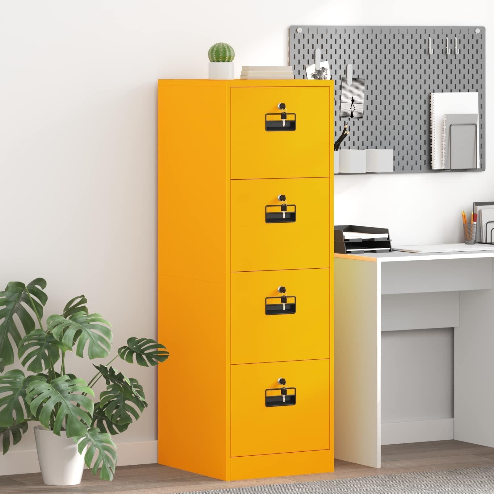 vidaXL Szafka na dokumenty 2 pcs Musztardowy Żółty 44 x 50 x 106.5 cm