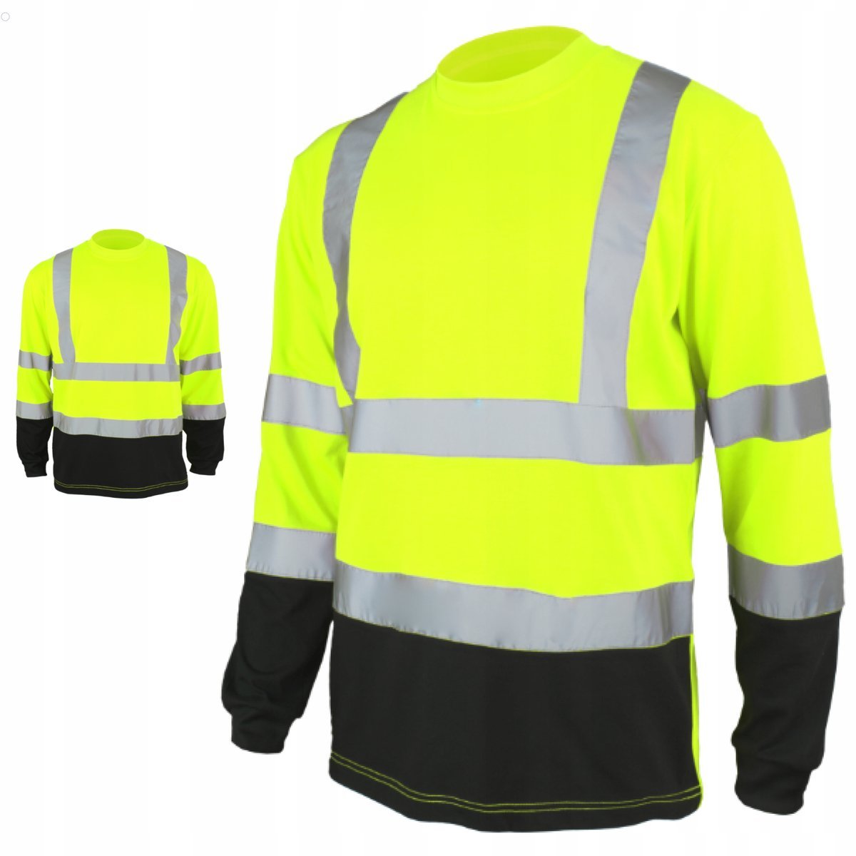 Koszulka robocza T-shirt z DŁUGIM RĘKAWEM ODBLASKOWA OSTRZEGAWCZA BHP r.S