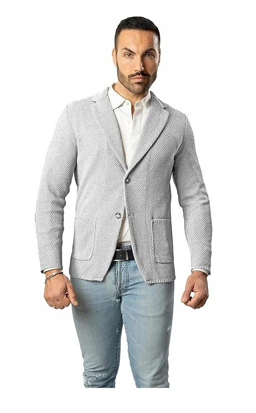 SWETER MĘSKI ZAPINANY M szary slim casual