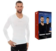 Koszulki sportowe damskie - Brubeck Koszulka unisex z długim rękawem biała XXL LS10850) - miniaturka - grafika 1