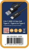 Kable USB - Kabel USB Akasa USB-A - 2x USB-C 1 m Czarny (AK-CBUB65-10BK) - miniaturka - grafika 1