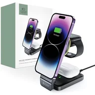 Ładowarki do telefonów - Ładowarka indukcyjna Tech-Protect A28 3w1 Magnetic MagSafe Wireless Charger Qi 15W, czarna - miniaturka - grafika 1