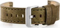 Akcesoria do smartwatchy - Pasek skórzany do zegarka W48 - PREMIUM - oliwkowy - 24mm - miniaturka - grafika 1