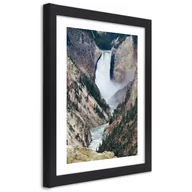 Plakaty - Plakat w ramie czarnej, Wielki wodospad w górach (Rozmiar 40x60) - miniaturka - grafika 1