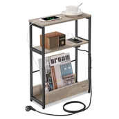 Ławy i stoliki kawowe - Wąski szary stolik boczny z listwą zasilającą - miniaturka - grafika 1