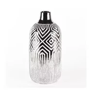 Wazony i flakony - Wazon Ceramiczny Z Geometrycznym Wzorem Nowoczesny 24.5 Cm - miniaturka - grafika 1