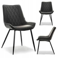 Krzesła - Komfortowe Krzesło Z Czarnej Ekoskóry Noga Metal Adel Do Firmy Lokalu - miniaturka - grafika 1