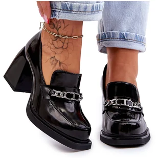 S.Barski Wygodne Czółenka Na Masywnym Obcasie Czarne Julien - Czółenka - miniaturka - grafika 1