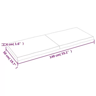 Blat stołu, 140x50x4 cm, surowy, lity dąb z naturalną krawędzią Lumarko! - Meble modułowe i akcesoria - miniaturka - grafika 3