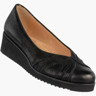 Czółenka - Czółenka Damskie Skórzane Buty Na Koturnie Eleganckie Darex Czarne Czarny 39,5 - miniaturka - grafika 1