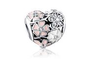 Charmsy - Pandora Valerio.pl Rodowany srebrny charms do serce heart kwiatki flowers cyrkonie srebro 925 PAS283 PAS283 - miniaturka - grafika 1