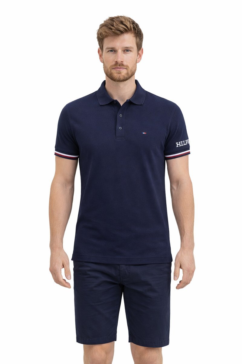 TOMMY HILFIGER GRANATOWA KLASYCZNA KOSZULKA POLO Z NADRUKIEM M 1I3A