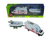 Samochody i pojazdy dla dzieci - Hipo Auto Van Poigotowie z przyczepą i pontonem 17x13cm 889-300C cena za 1 szt - miniaturka - grafika 1