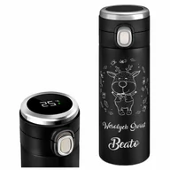 Kubki termiczne - Kubek termiczny termos czarny z wyświetlaczem LED i grawerem dla - miniaturka - grafika 1