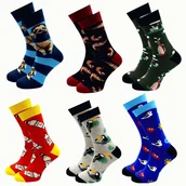 Skarpetki męskie - Kolorowe Skarpety Męskie 6 Par Długie Bawełniane Skarpetki Śmieszne 40/43 - miniaturka - grafika 1