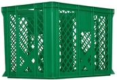 Pojemniki przemysłowe - Artech Pojemnik transportowy EURO 410, dno i ścianki ażurowe, wym. 600 x 400 x 410 mm zielony - miniaturka - grafika 1