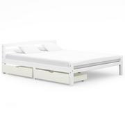 Łóżka - shumee Rama łóżka z 2 szufladami biała drewno sosnowe 160 x 200 cm - miniaturka - grafika 1