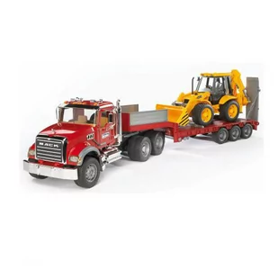 Bruder MACK Granite Low loader and JCB 4CX samochodzik, Toy vehicle 4001702028138 - Samochody i pojazdy dla dzieci - miniaturka - grafika 1