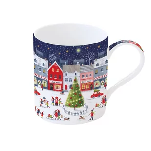 Easy life Kubek Świąteczny Porcelanowy New X-Mass Town Biało-Granatowy 350 Ml Wh - Kubki - miniaturka - grafika 1