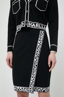 Spódnice - Karl Lagerfeld spódnica kolor czarny mini prosta - grafika 1