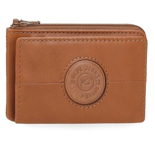 Pepe Jeans Cracker Portfel z uchwytem na karty Beżowy 11x7x1,5 cm Skóra by Joumma Bags, beż, Talla única, Portfel na karty