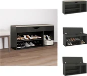 Szafki na buty - vidaXL Ławka na buty z poduszką szara 104x30x49 cm Materiał drewnopochodny - Stojaki i szafki na buty - miniaturka - grafika 1