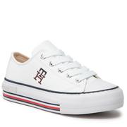 Trampki damskie - Trampki Tommy Hilfiger - Low Cut Lace Up Sneaker T3A9-32287-1355 M White 100 - miniaturka - grafika 1