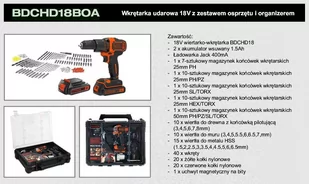 Black&Decker Wkrętarka udarowa + akcesoria 18 V (BDCHD18BOA-QW) - Wkrętarki - miniaturka - grafika 1