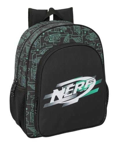 Safta NERF GAME plecak młodzieżowy, dostosowany do wózka, idealny dla dzieci w różnym wieku, wygodny i wszechstronny, jakość i wytrzymałość, 32 x 12 x 38 cm, Czarny (Black), M, Casual