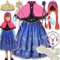 Stroje karnawałowe - Strój Przebranie Sukienka Anna Królowa Lodu Księżniczka Na Karnawał 92 98 - miniaturka - grafika 1
